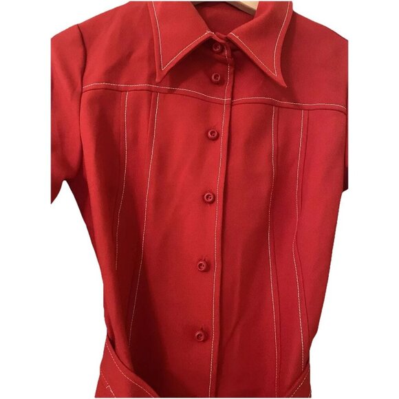 Vintage Sears JR Bazaar Red Dress Brady Bunch Handmade 70s - Picture 2 of 7